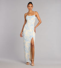 Brandy Floral Beaded Slit Formal Dress