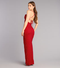 Eva Glitter Lace-Up Column Formal Dress