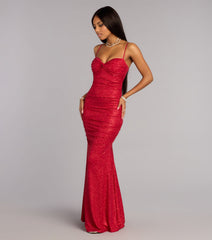 Allie Glitter Lace-Up Formal Dress