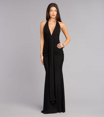 Laney Plunging Halter Mermaid Dress