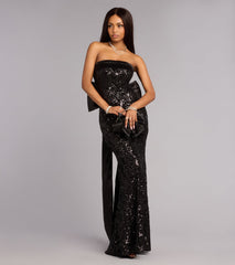 Renee Sequin Bow Mermaid Formal Dress