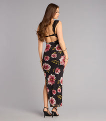 Love Language Floral Lace Slit Maxi Dress