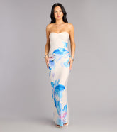 Soft Focus Muse Floral Lace-Up Maxi Tube Dress