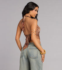 Untamed Nights Beaded Halter Top