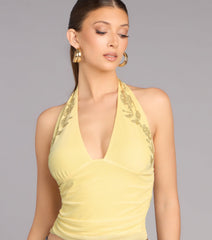 Flirty Shine Rhinestone Halter Top