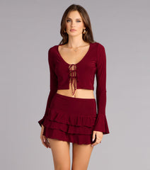 Drama Meets Ruffles Tie-Front Top