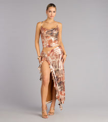 Golden Rush Metallic Ruffle Maxi Skirt