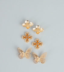 Sweet Garden Three-Piece Earrings Set