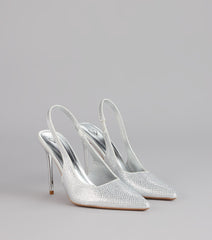 Glam Line Rhinestone Slingback Pumps