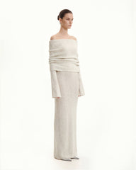 Knit Off-Shoulder Maxi Dress - Cream