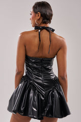 ALL FOR LOVE PU MINI DRESS IN BLACK