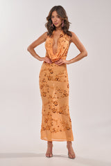 LOVE LETTERS EMBELLISHED MAXI DRESS IN ORANGE