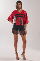 IT GIRL LACE JERSEY DRESS