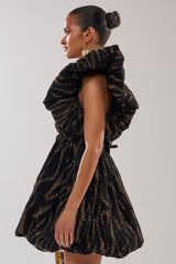 WILD HEART BROCADE BUBBLE MINI DRESS