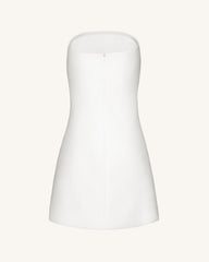 3D Vine Floral Strapless Mini Dress - White