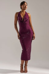 POPPIN' BOTTLES RHINESTONE MAXI DRESS IN PURPLE
