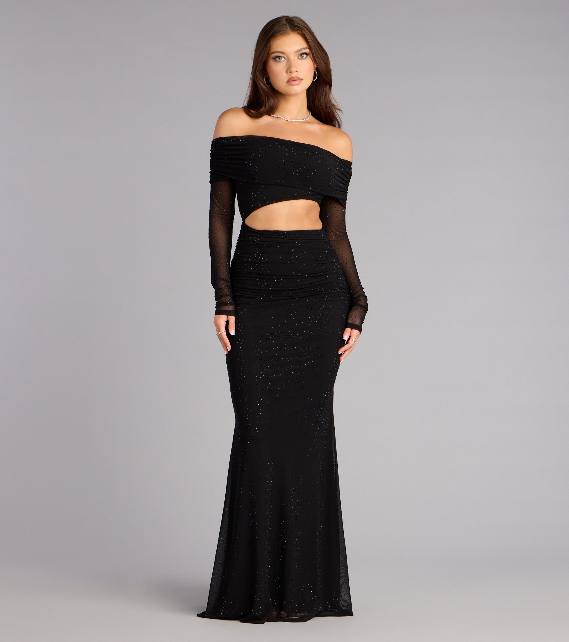 Lila Rhinestone Mermaid Formal Dress