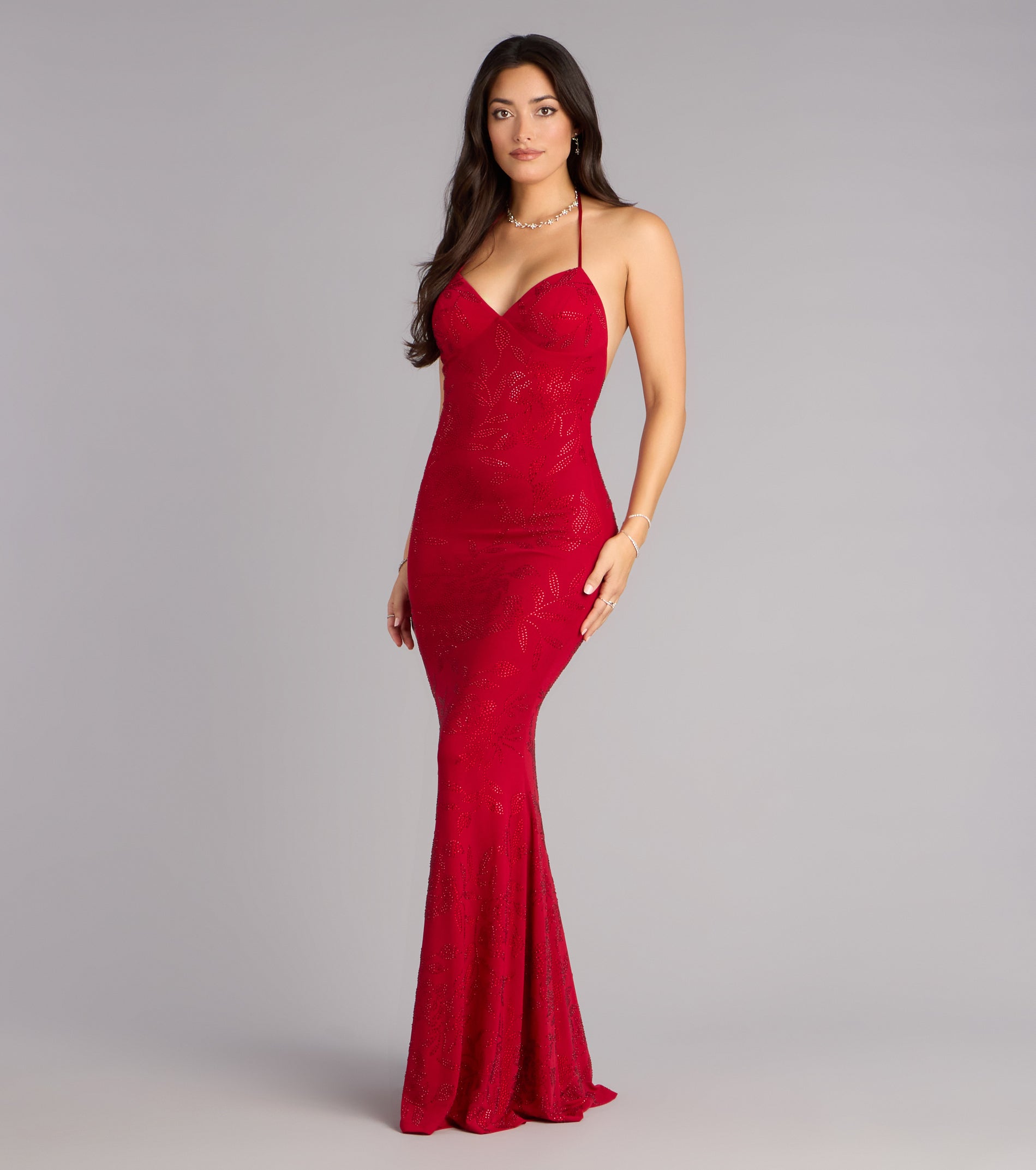 Tyra Floral Rhinestone Mermaid Formal Dress