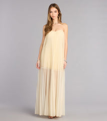 Briley Tulle Pleated A-Line Formal Dress
