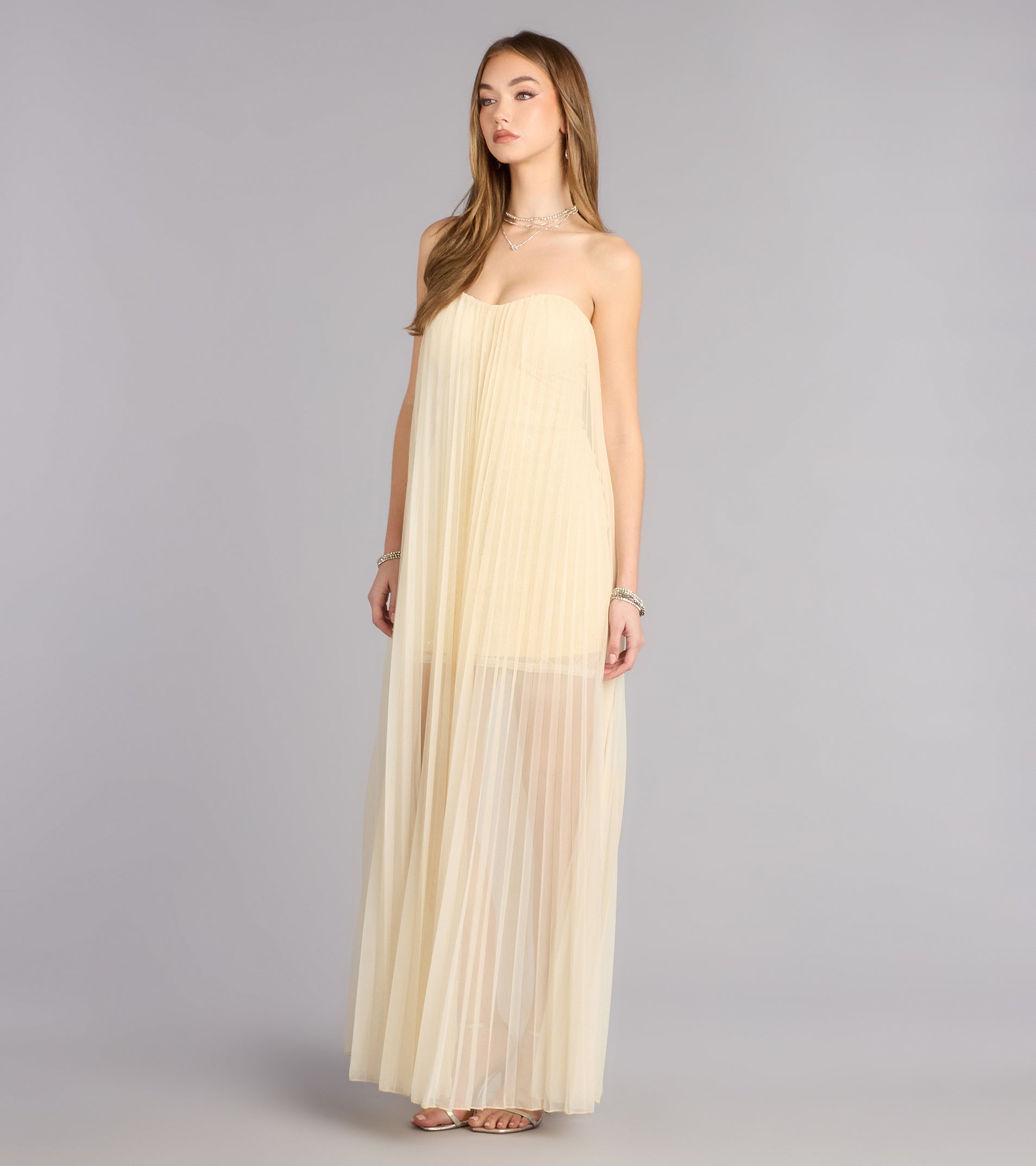 Briley Tulle Pleated A-Line Formal Dress
