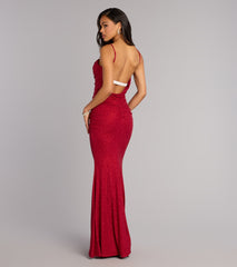 Amelie Ruched Glitter Knit Mermaid Dress