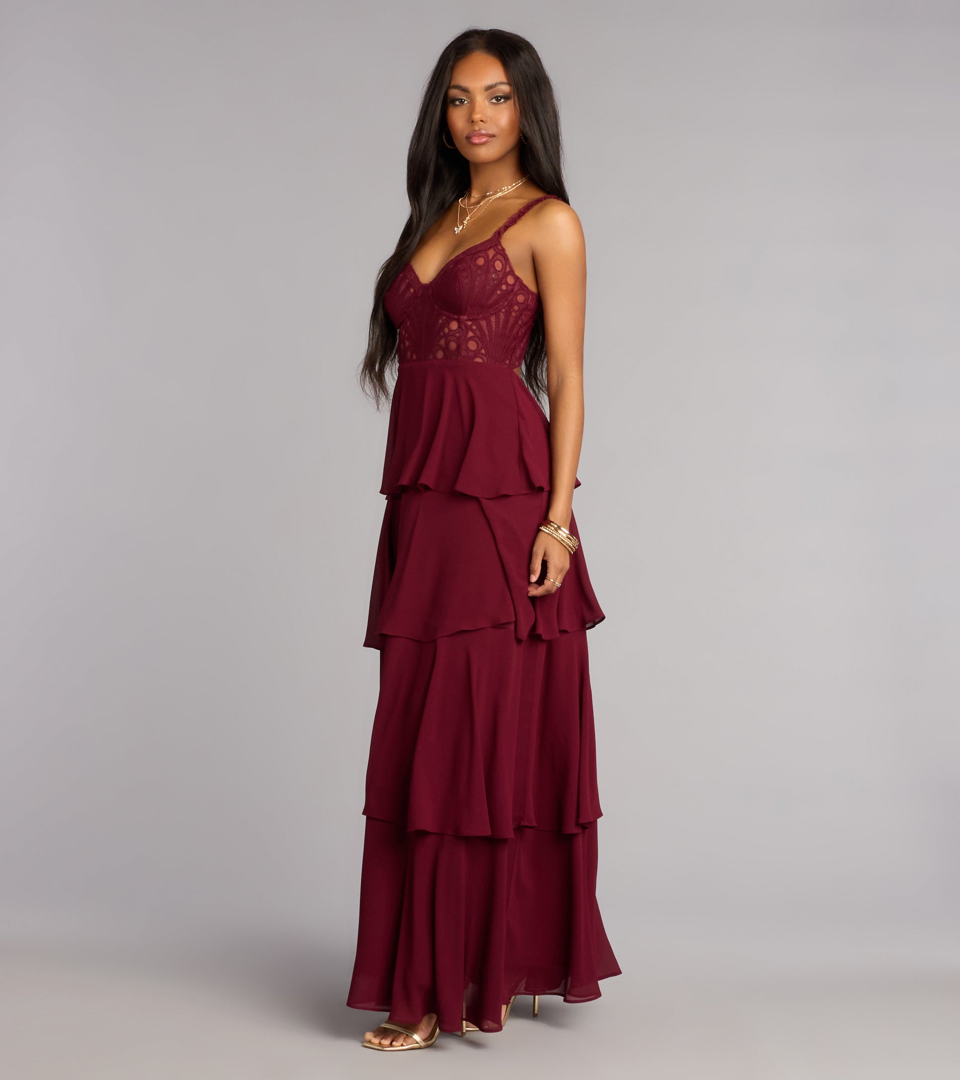 Katy Crochet Lace A-Line Formal Dress