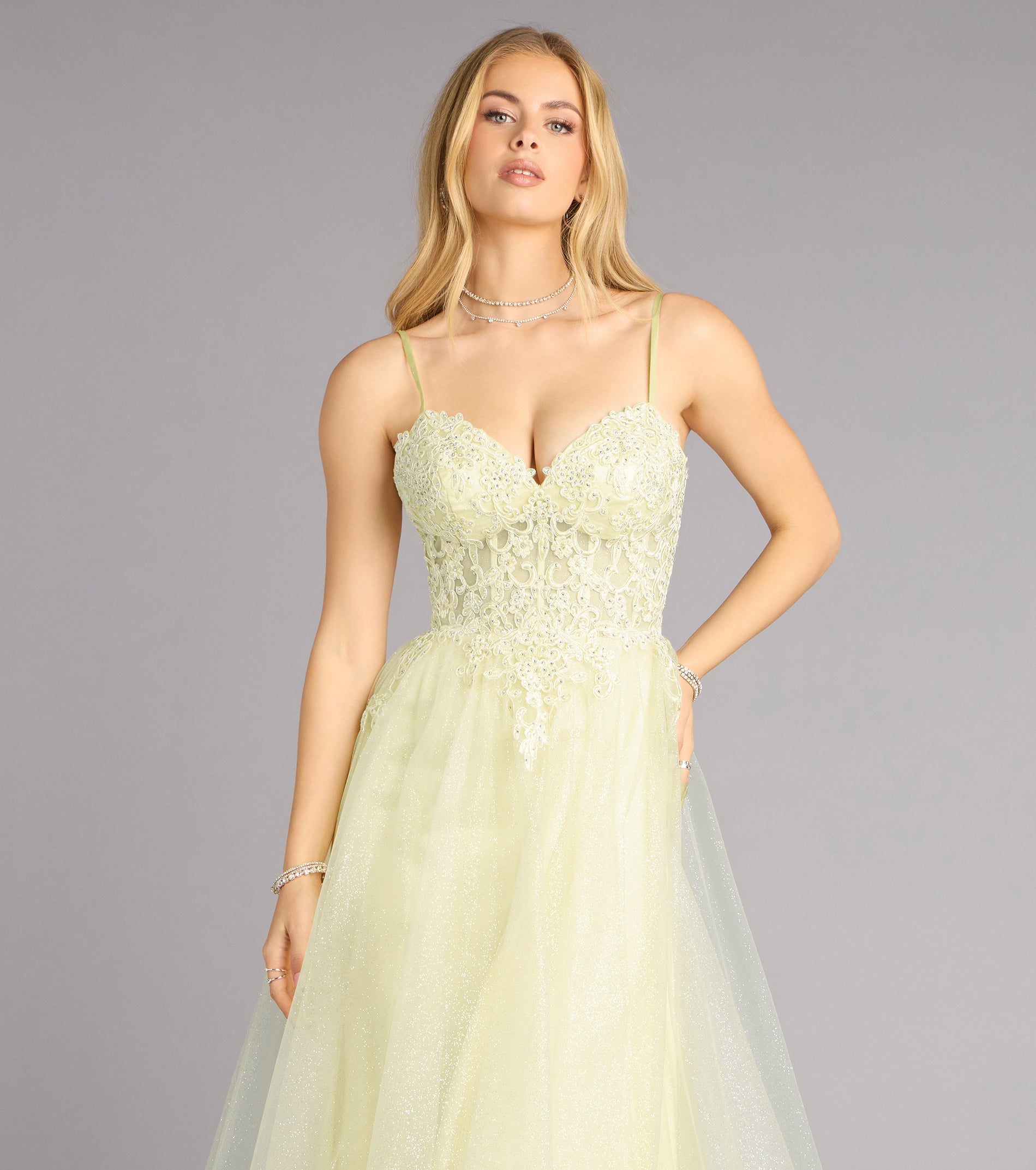Lexi Glitter Corset A-Line Ball Gown