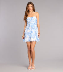 Weekend Vibe Floral Chiffon Ruffle Skater Dress