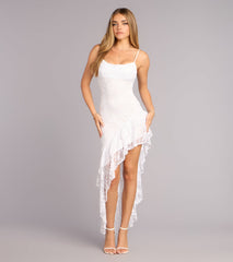 Soft Launch Lace Cowl Midi Dress
