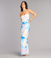 Soft Focus Muse Floral Lace-Up Maxi Tube Dress