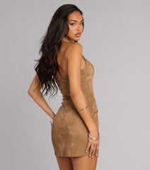 Low Key Heat Lace Up Halter Mini Dress