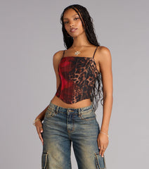 Wild At Heart Floral Leopard Bustier