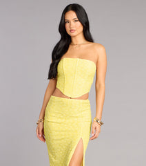 Soft Spoken Chic Flocked Lace Corset Top