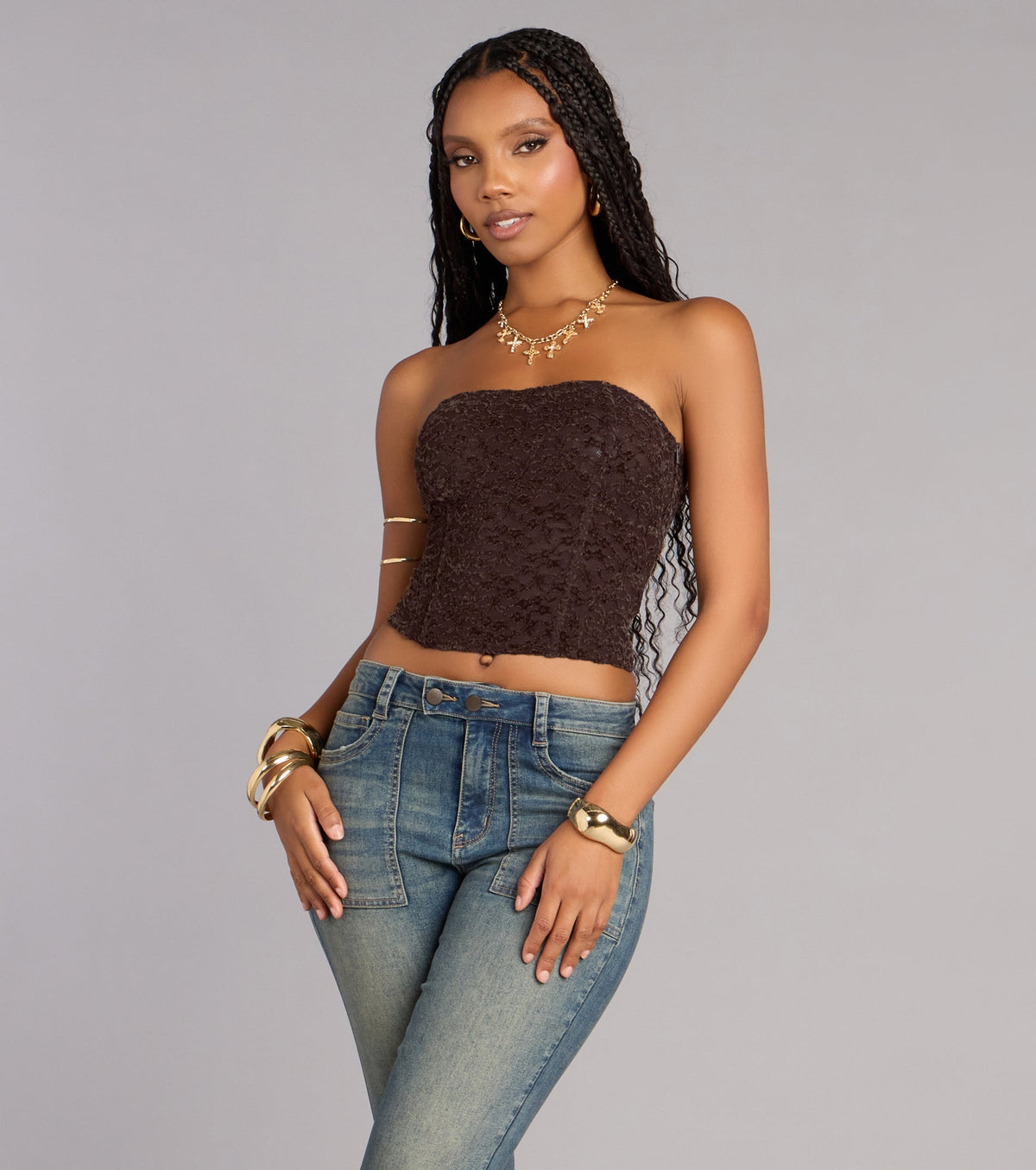 Downtown Date Lace-Up Tube Top