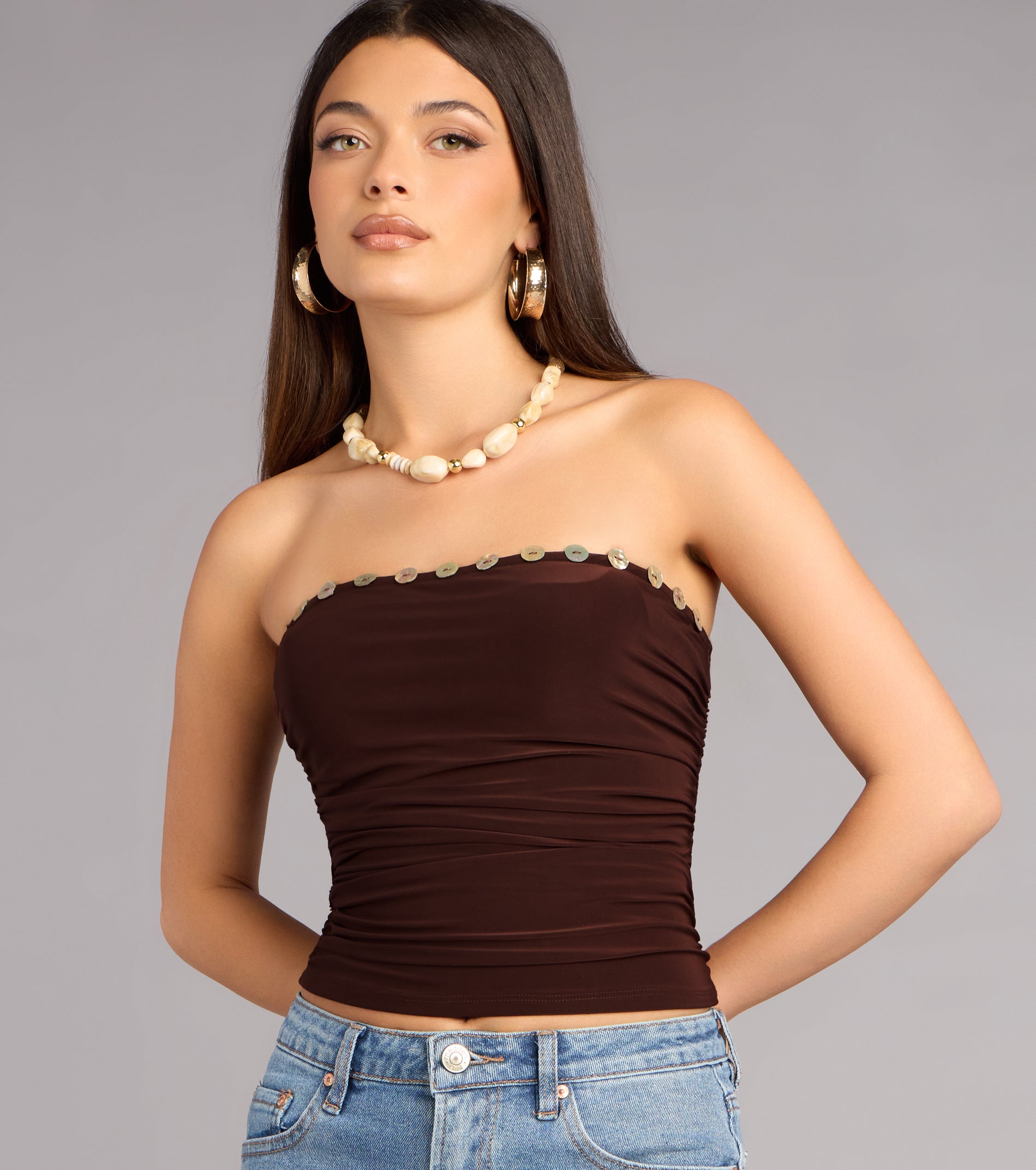 Plans Set Tube Button Crop Top