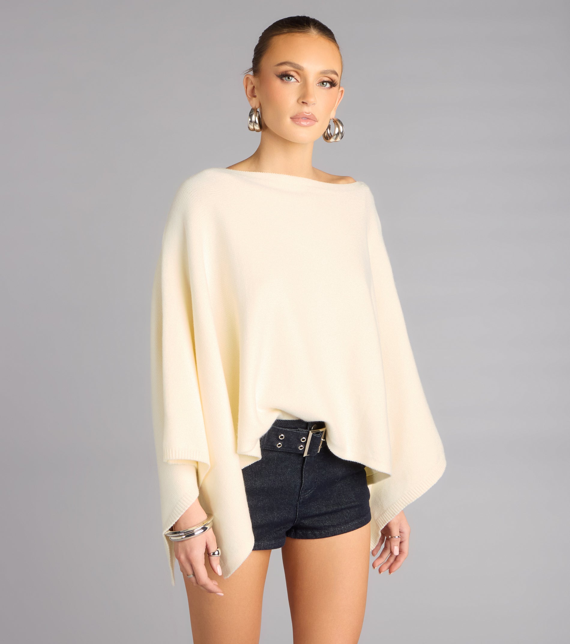 Cozy Hour Flowy Sweater Poncho