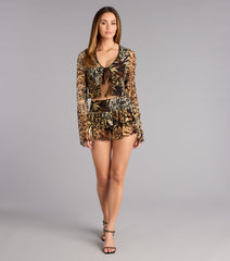 Wild Card Plans Lace Tie-Front Top