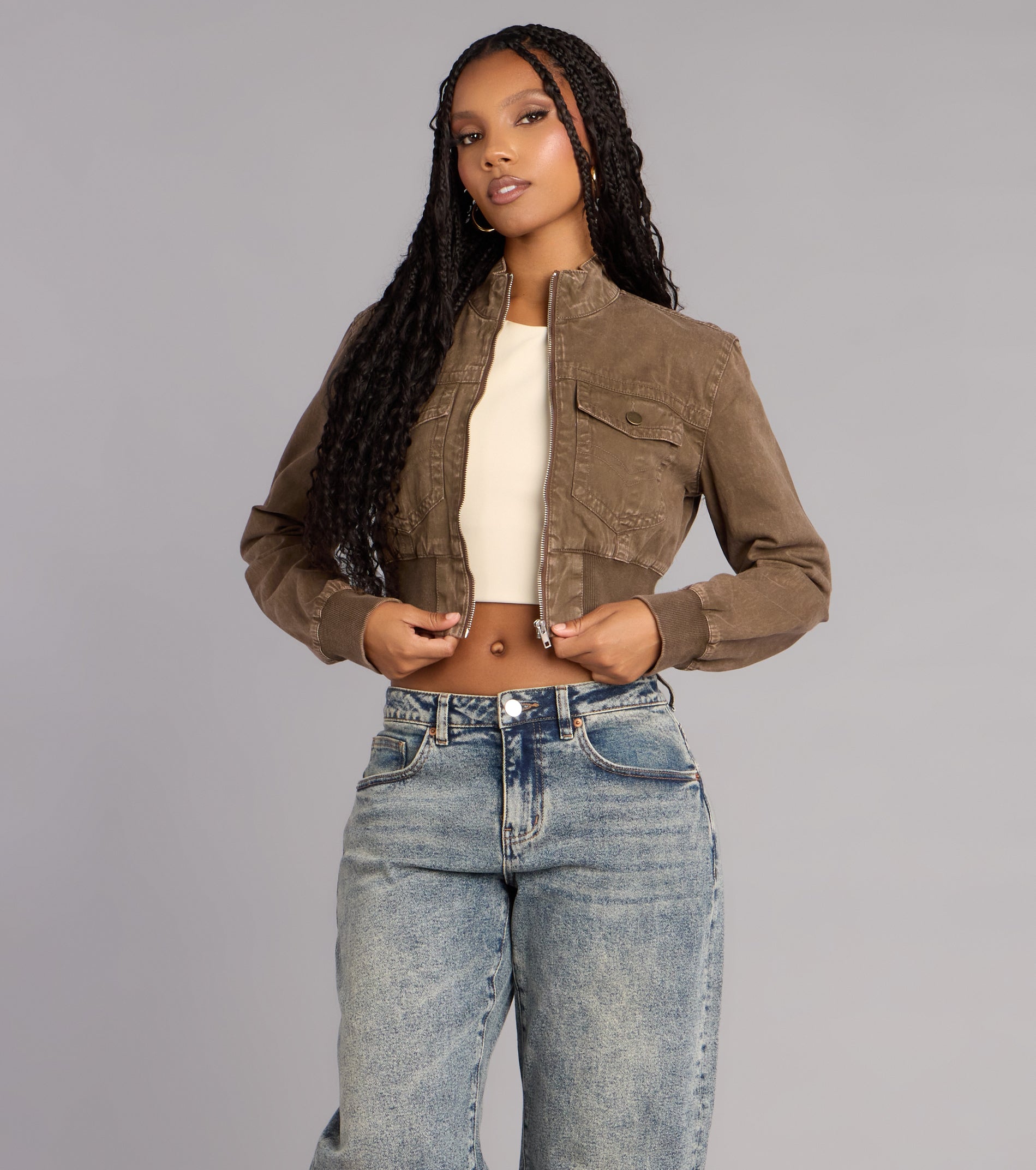 Street Style Mood Cropped Bomber Jacket