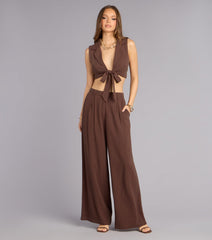 Effortless Look Linen-Blend Tie-Front Vest