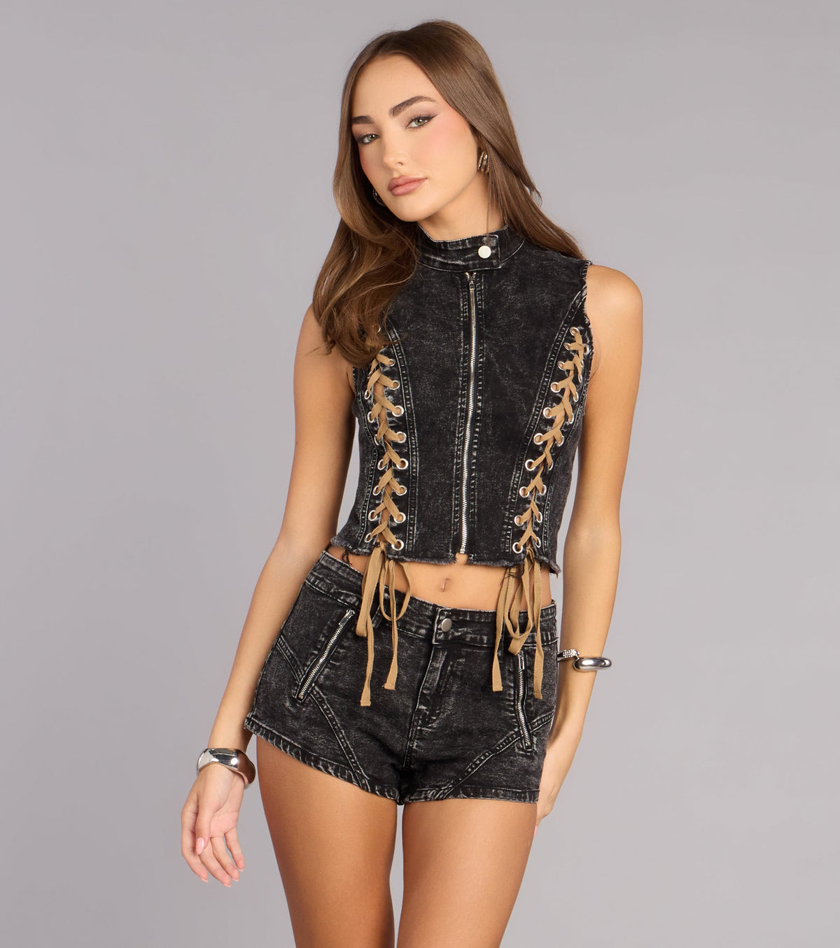 Desert Nights Lace-Up Denim Hot Shorts