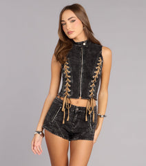Desert Nights Lace-Up Denim Hot Shorts