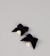 Sweet on You Velvet Bow Pearl Earrings