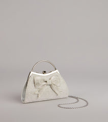 All Dressed Up Rhinestone Bow Handle Clutch