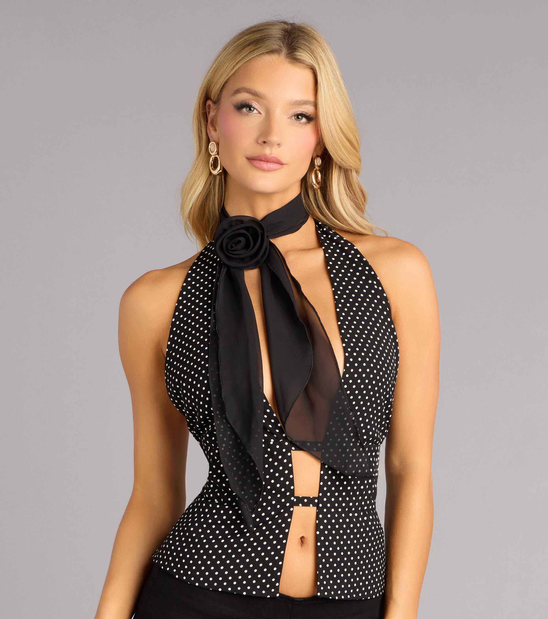 Rosette Charm Chiffon Skinny Scarf