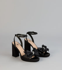 RSVP Luxe Rhinestone Bow Satin Heels