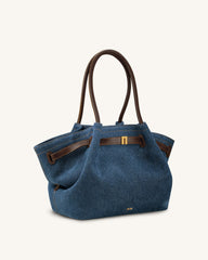 Hana Medium Denim Tote Bag - Blue Denim