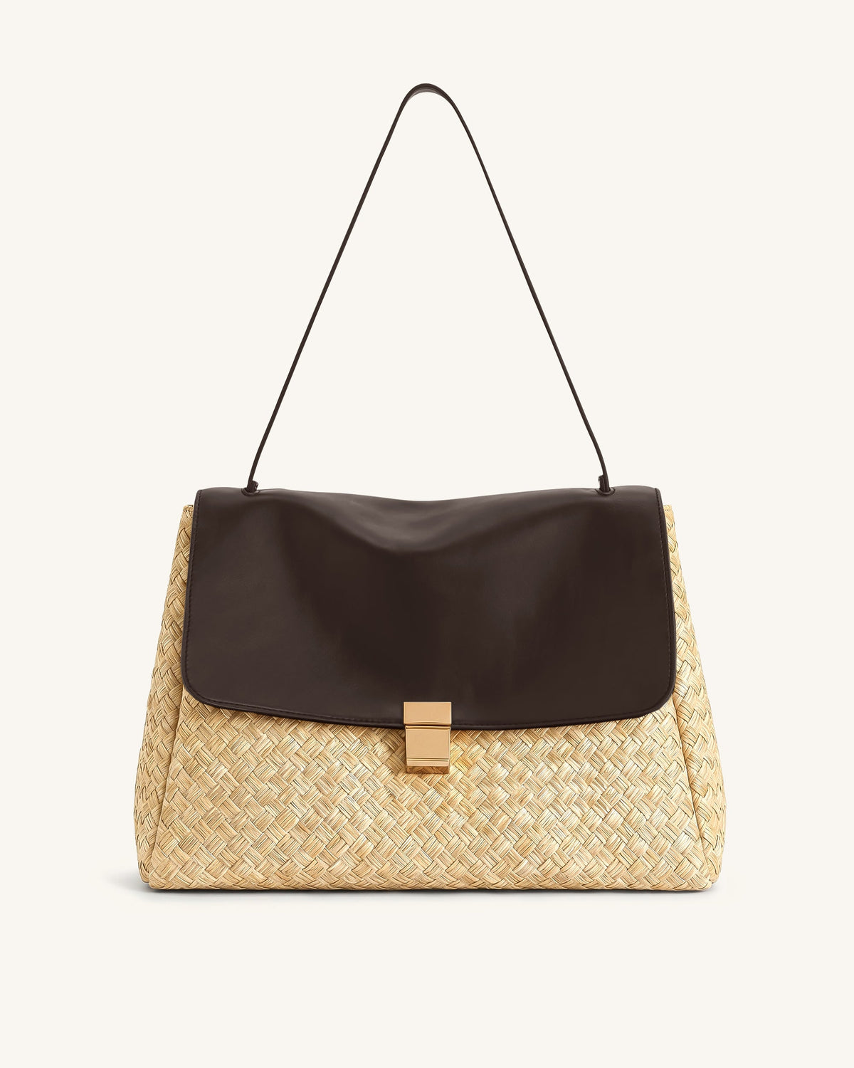 Hilary Faux Straw Shoulder Bag - Brown