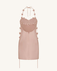 Floral Embellished Slip Mini Dress - Blush Pink