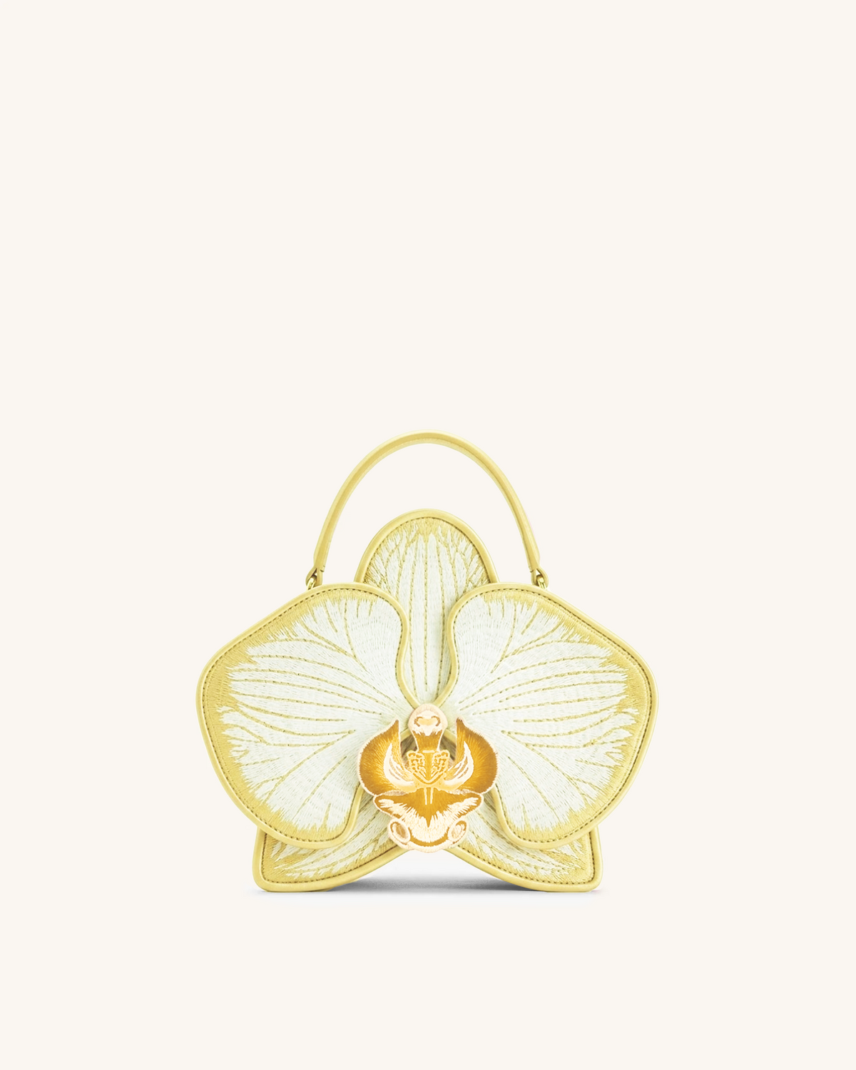 Flora Orchid Shaped Top Handle Bag - Light Yellow