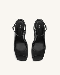 Serenity Open Toe Mesh Slingback Sandals - Black